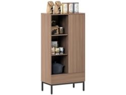 Aparador Moderno Porta Gaveta Prateleiras 3 Compartimentos Aberto Natural 60x34x121