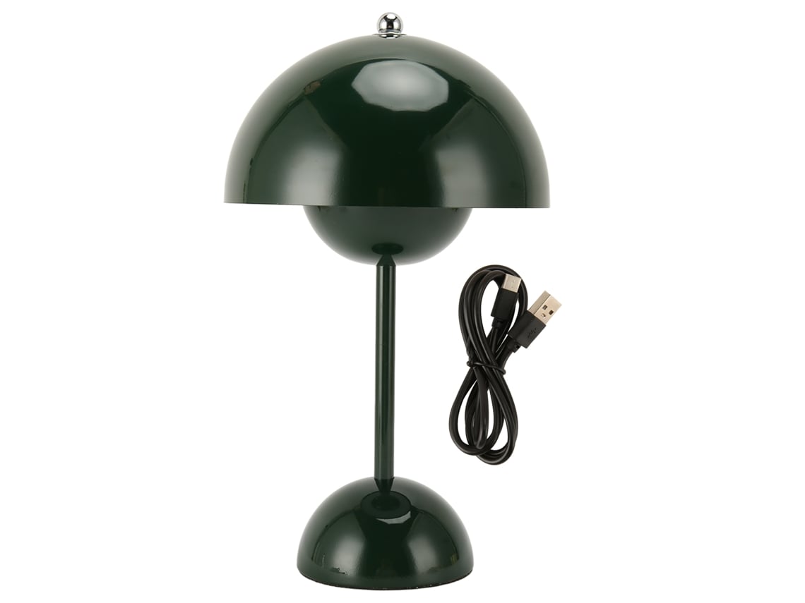 2026-lámpara De Mesa Hongo 1800mah Led 3 Modos Iluminación Usb-c Regulable Por Toque Pequeña Lámpara De Noche Para Dormitorio Oficina Verde Oscuro