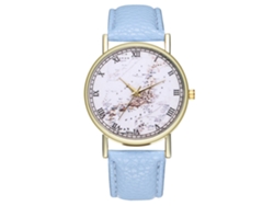 Reloj De Pulsera Unisex De Moda Con Cuarzo Analógico Y Correa De Cuero (azul Claro)