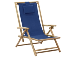 Sillón reclinable de tela azul marino y bambú de DKD Home Decor