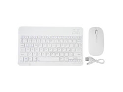 Teclado Y Ratón Bluetooth Ultrafinos Para Tablet, Teléfono Móvil, Pc, Español, Blanco.