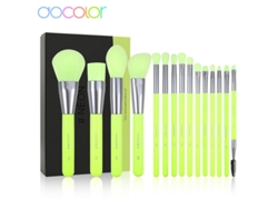 Juego de 15 brochas de maquillaje para difuminar sombras de ojos, delineador y cejas, de pelo sintético, neón, Docolor