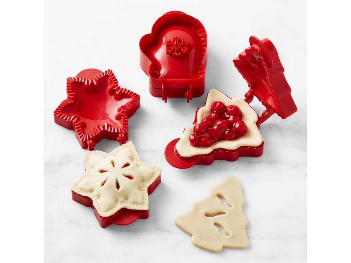 Juego De 3 Moldes Pequeños Para Tartas Navideñas Con Formas De Árbol, Guante Y Copo De Nieve.