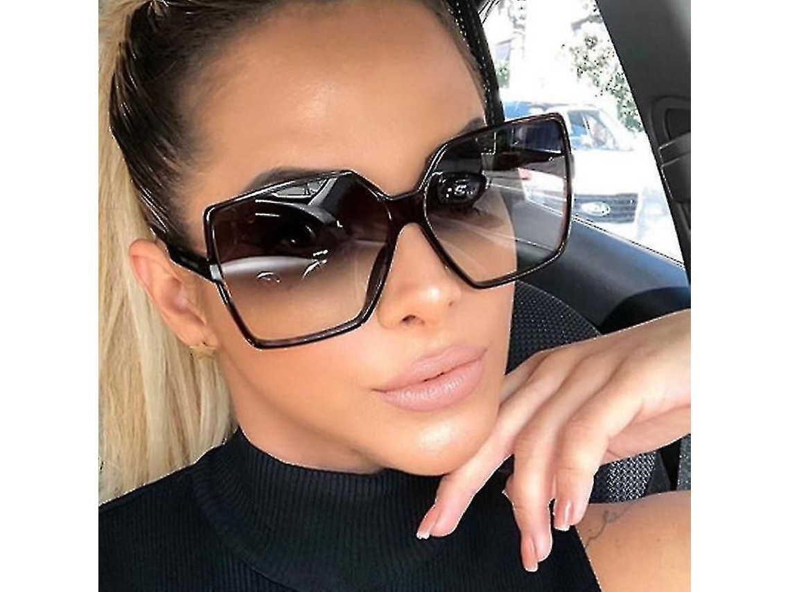 Gafas De Sol Cuadradas De Lujo Para Mujer Mimigo Con Montura Negra Grande - Moda
