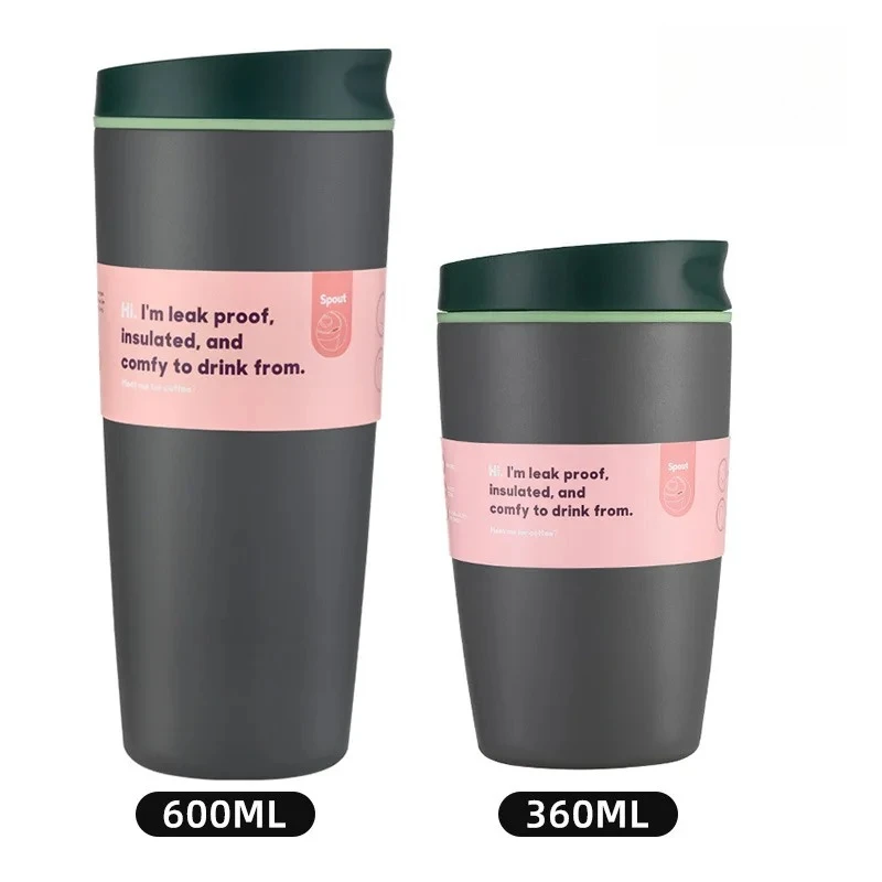 (gris, 360 Ml + 600 Ml) Botella De Agua Isotérmica De Acero Inoxidable, Con Aislamiento Al Vacío, Tapa A Prueba De Fugas Y Base Silenciosa.