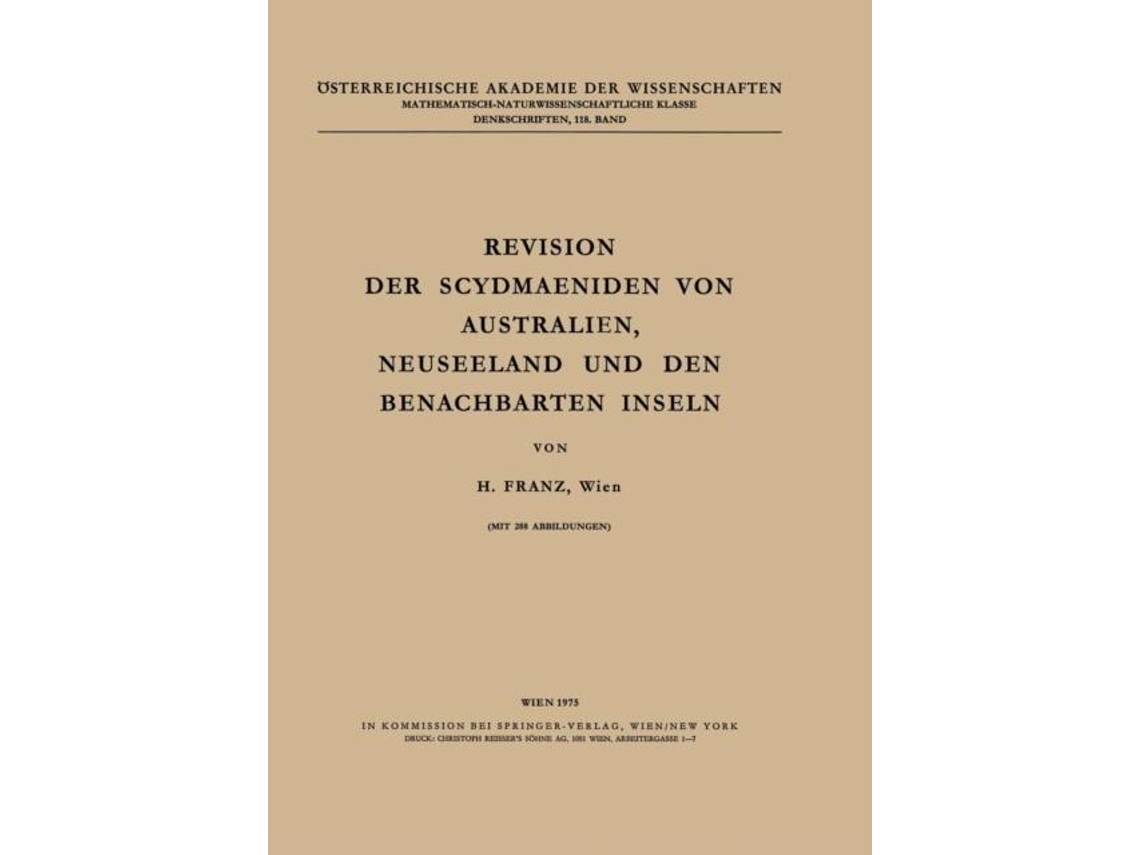Libro Revision Der Scydmaeniden Von Australien, Neuseeland Und Den Benachbarten Inseln De H Franz (inglés)