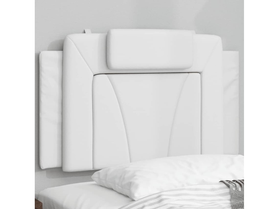 Cabecero De Cama Acolchado Cuero Sintético Blanco 90 Cm