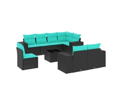 Maison Exclusive - Conjunto De Sofá De Jardín De 9 Piezas Con Cojines, De Poliratán Negro