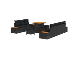 Maison Exclusive - Conjunto De Sofás De Jardín Con Cojín 10 Pcs Negro Poliratán