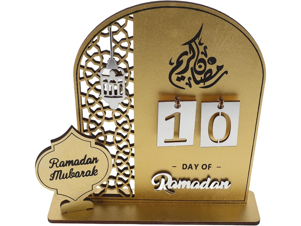 Besportble Calendario De Ramadán De Acrílico Dorado Y Mesa Con Fases Lunares De Oriente Medio 20.00 X 19.80...
