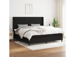 Cama Box Spring Con Colchón Tela Negro 200x200 Cm