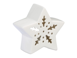Relaxdays Porta-velas Em Cerâmica, Estrela De Porcelana Para 1 Vela, 11 X 12 X 5,5 Cm, Branco