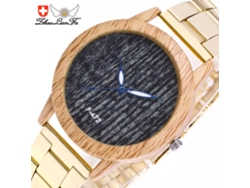Reloj De Pulsera De Acero Oro Moda Negocios Cuarzo Para Hombre Y Mujer