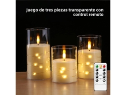 Vela Led Sin Llama (transparente) - Con Cadena De Luz De Estrella - Con Batería - Control De Temporización - Con Control Remoto