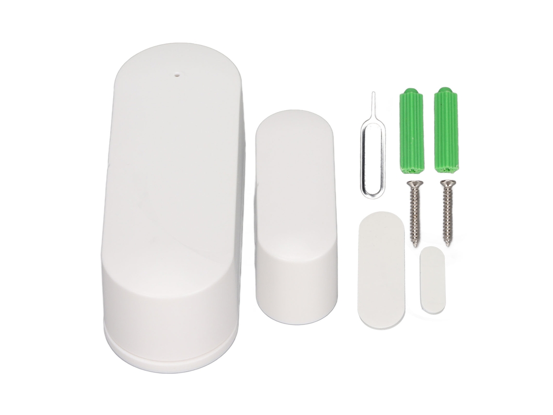 Sensor de contacto inalámbrico blanco con wifi, sensor inteligente para puertas y ventanas, alarma en tiempo real para la seguridad del hogar.