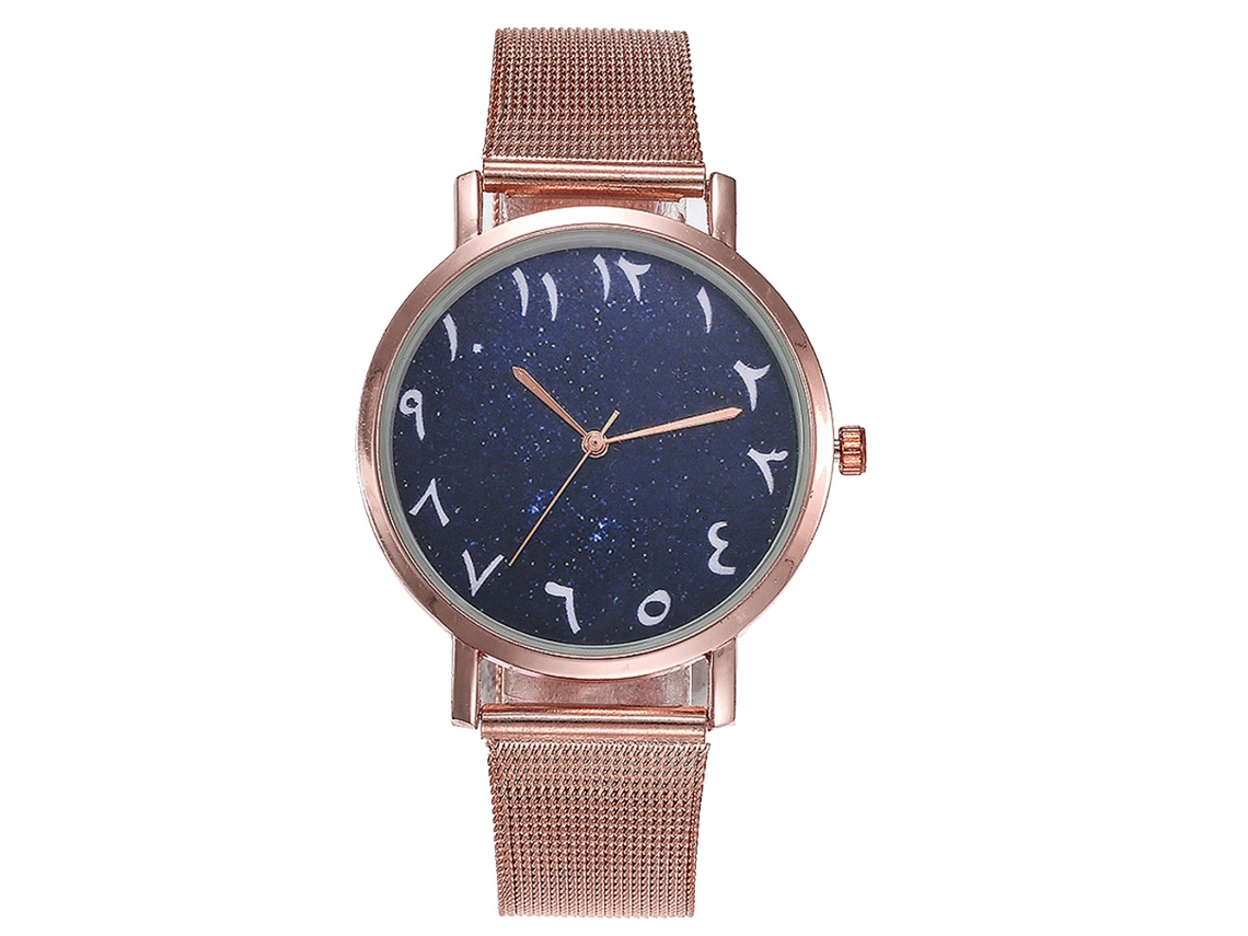 Reloj De Muñeca De Aleación Con Dial Redondo Analógico De Cuarzo Moda Oro Rosa