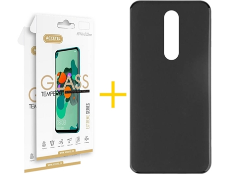Kit Funda + 2 Protectores de Pantalla Xiaomi Redmi 8 ACCETEL Liso (Negro)