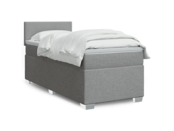 Cama box spring con colchón tela gris claro 90x190 cm