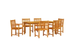 Conjunto de comedor de jardín vidaXL de 7 piezas en madera maciza de acacia