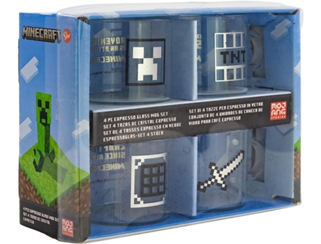 Conjunto 4 Chávenas de Vidro Minecraft