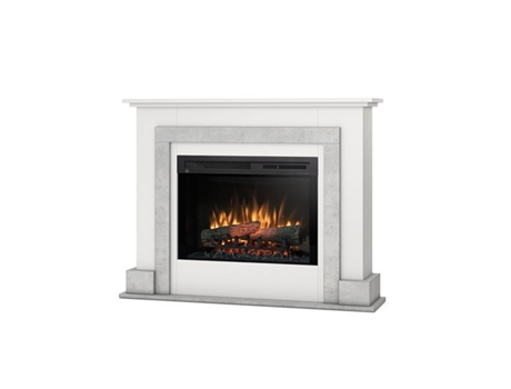 Chimenea LED eléctrica independiente ALVA 26' Blanco mate / Cemento 91 x 118 x 28.5 OUTINFIRE