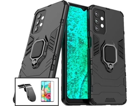 Carcasa + Protector + Soporte Samsung Galaxy A52 5G PHONECARE Military Defender Negro 9878