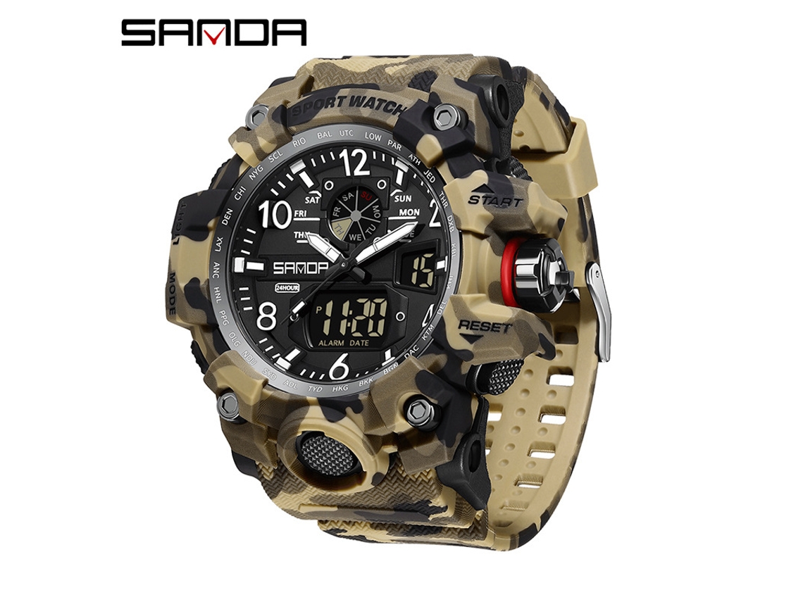 Reloj Electrónico De Moda (camuflaje Amarillo Y Negro) Con Acabado Luminoso, Resistente Al Agua, A Prueba De Golpes Y Con Alarma.