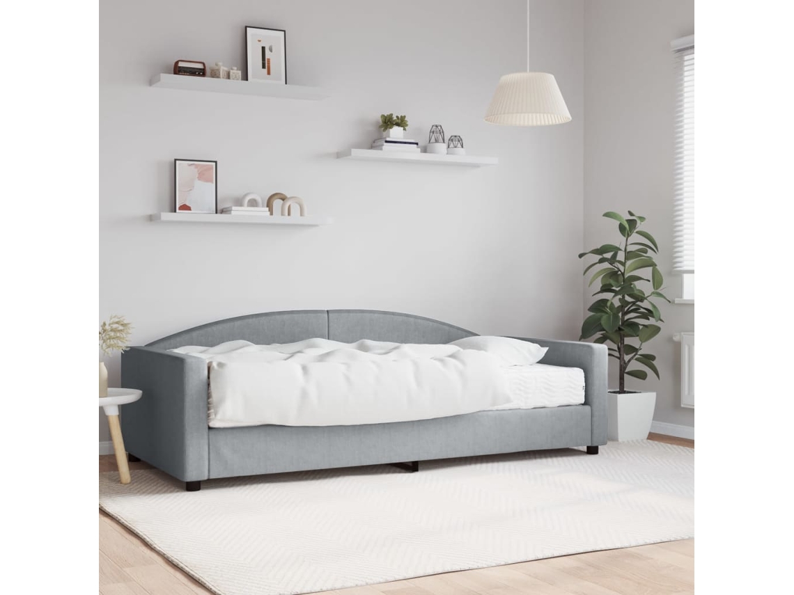 Sofá Cama Con Colchón Tela Gris Claro 100x200 Cm