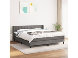 Cama Box Spring Con Colchón Tela Gris Oscuro 160x200 Cm