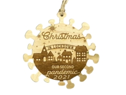 Colgante Navideño De Madera Festivo Con Diseño De Epidemia 2021. Adorno Para Colgar En El Árbol De Navidad.
