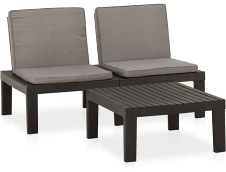 Conjunto 2 de muebles de jardín VIDAXL con cojines plástico gris
