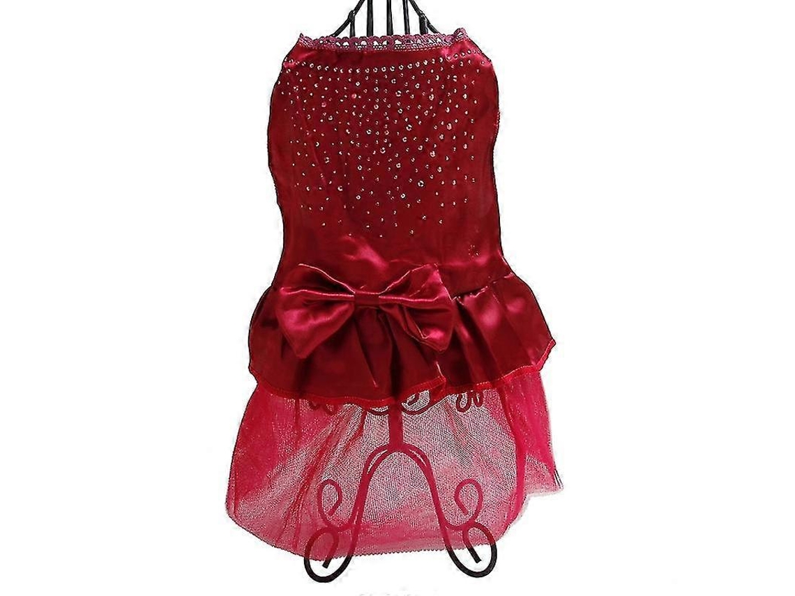 Vestido de tutú de seda con lazo para perros y gatos con lentejuelas