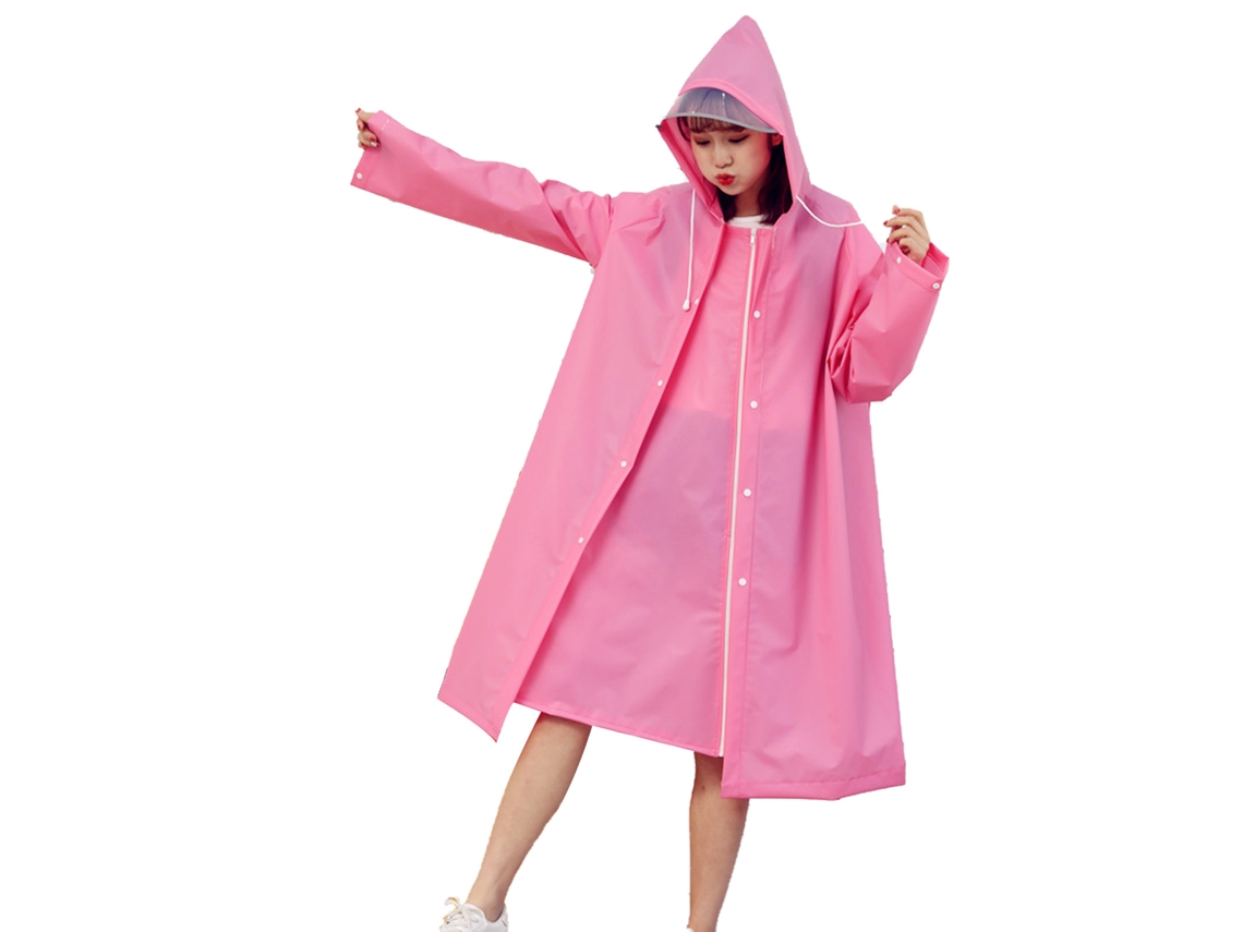Poncho Impermeable Transpirable De Eva Para Adultos Con Capucha, Color Rojo Rosado Xl, Ideal Para Ciclismo Y Acampada.