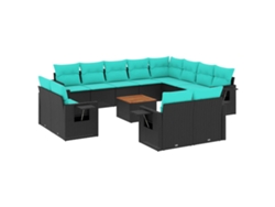 Maison Exclusive - Conjunto De Sofá De Jardín De 13 Piezas Con Cojines, De Poliratán Negro