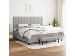 Cama Box Spring Con Colchón Tela Gris Claro 200x200 Cm