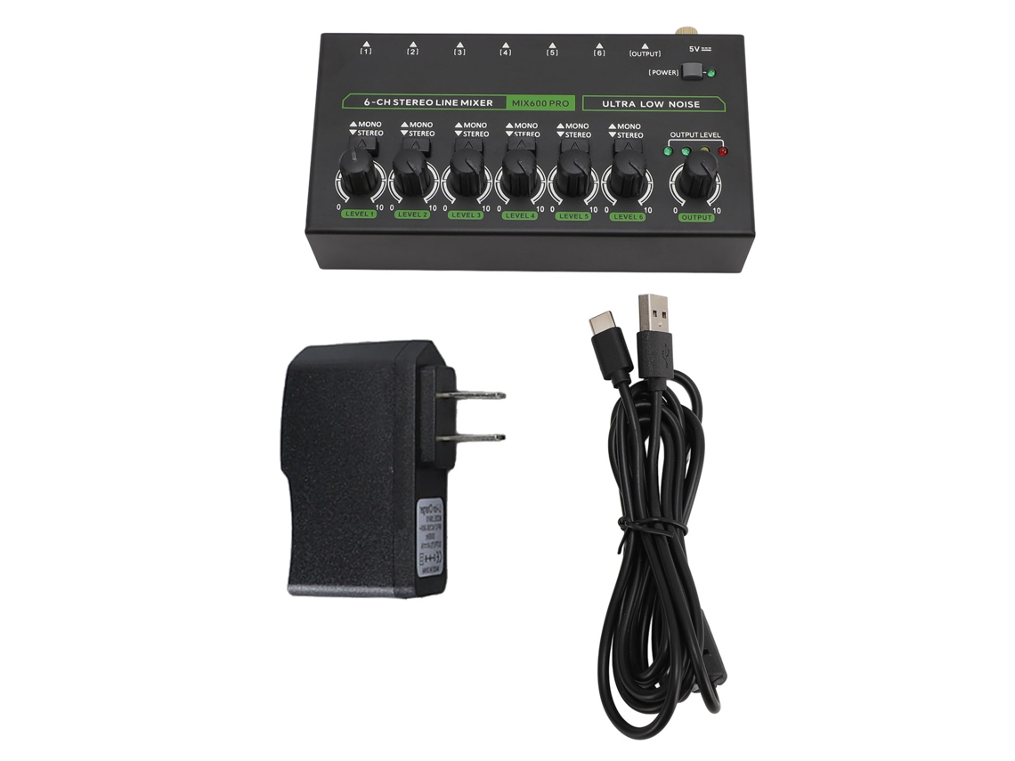 Consola De Mezcla De Sonido De 6 Canales Con Luces Rgb, Control De Volumen Independiente Y Enchufe Estadounidense.