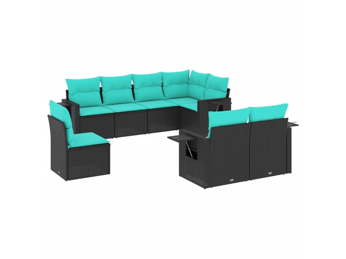 Maison Exclusive - Conjunto De Sofá De Jardín De 8 Piezas Con Cojines, De Poliratán Negro