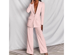 2026-conjunto De Traje Para Mujer De Manga Larga Elegante Casual Empresarial De Dos Piezas Ydn L Rosa