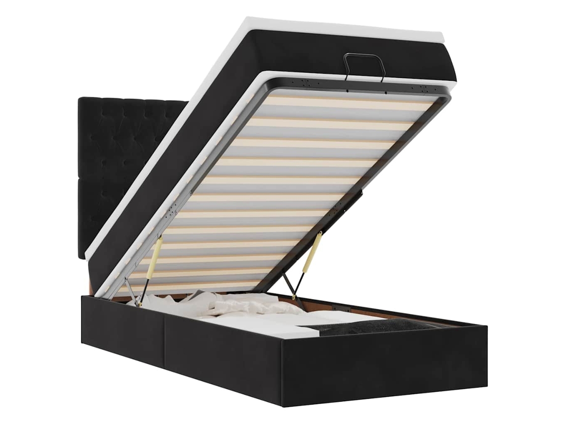 Maison Exclusive - Estructura De Cama Otomana Colchones Terciopelo Negro 100x200cm