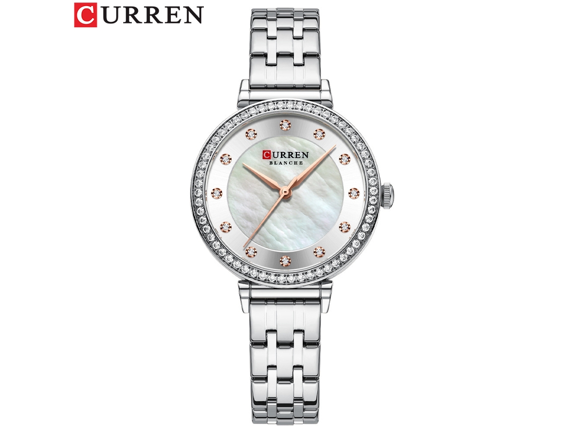(estilo 1) Relógio Feminino Ultrafino Com Pulseira De Aço Inoxidável, Mostrador Redondo Em Madrepérola E Strass, À Prova D'água.