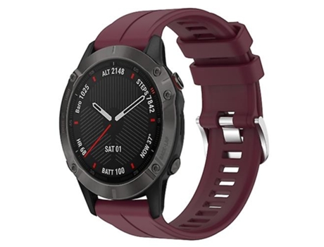 Correa para Garmin Fenix 6 Sapphire Gps 22 mm Correa de reloj de silicona de color sólido burdeos VENISYMLIS