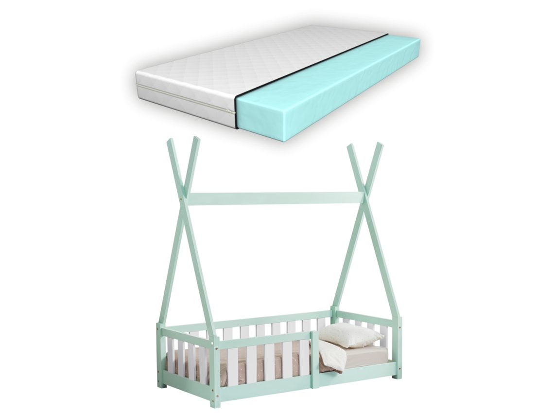 Estructura de Cama Infantil [EN.CASA] (Verde - Madera - 70 x 140 cm)