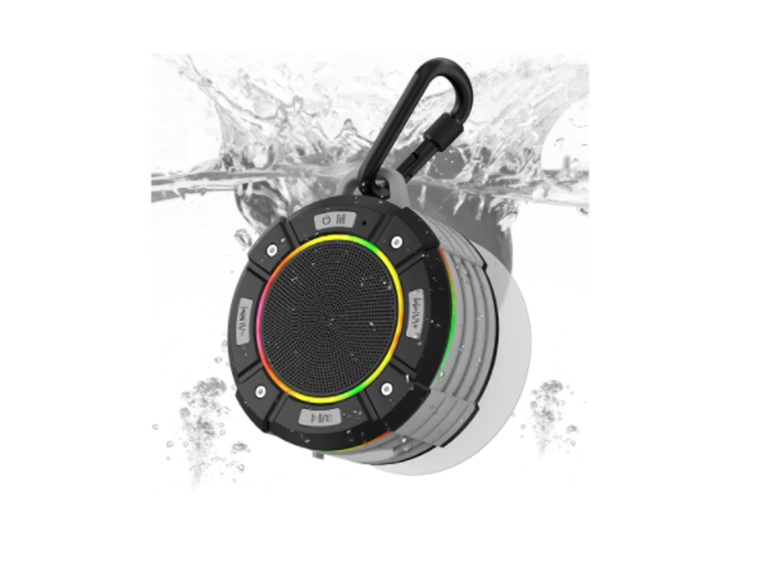 Altavoz Bluetooth con luz LED para ducha, estéreo, TF, inalámbrico, para trabajo, viajes y fiestas, Yizhood (gris)
