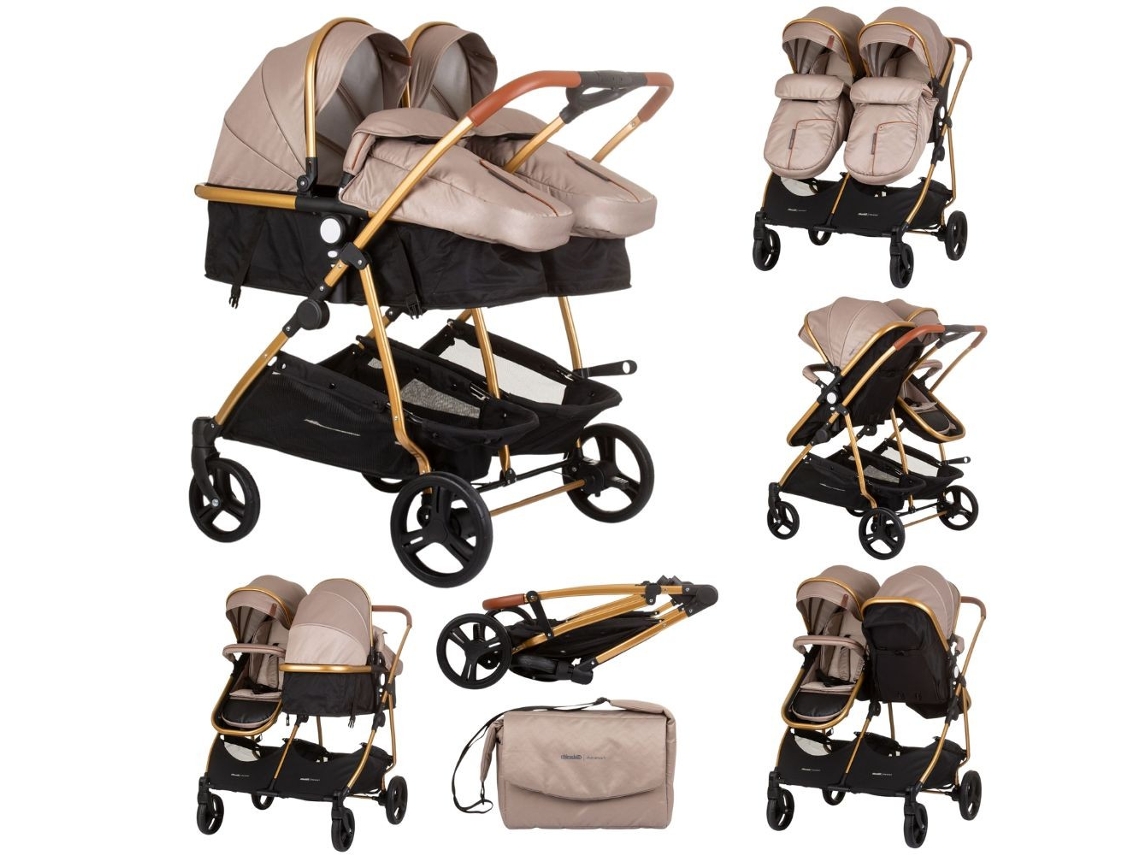 Carrito de bebé gemelar DÚO SMART golden beige CHIPOLINO