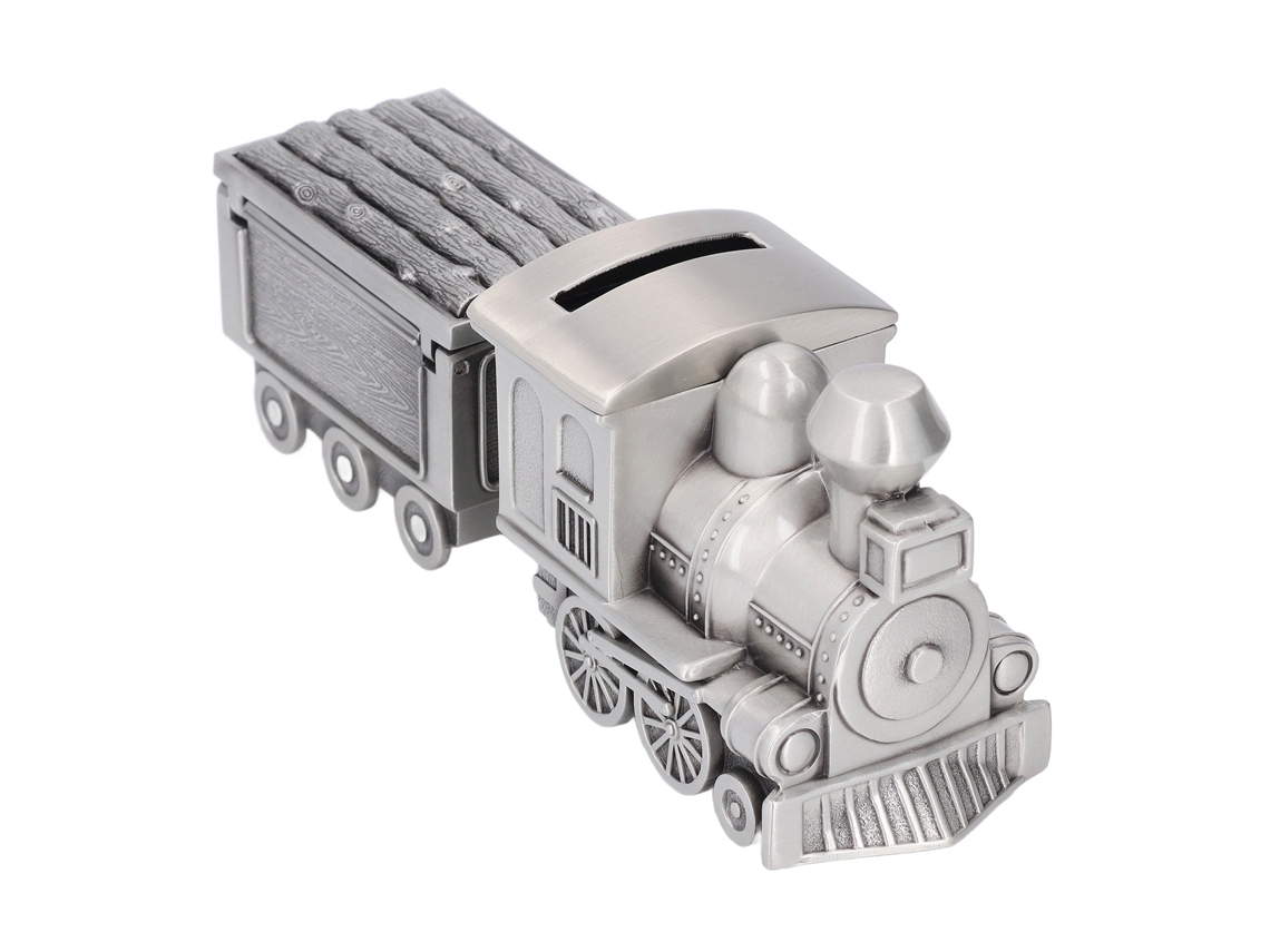 Hucha con forma de tren retro para decoración del hogar y fiestas.