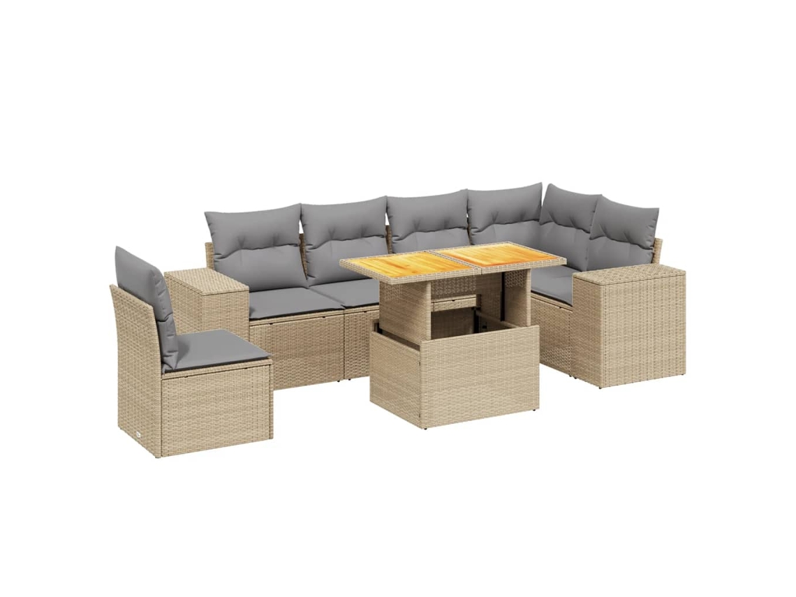 Maison Exclusive - Set Sofás De Jardín 7 Piezas Y Cojines Ratán Sintético Beige