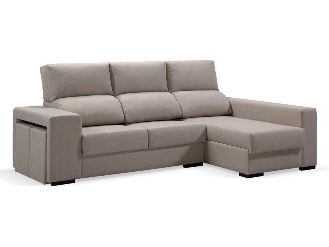 Sofá Chaise Longue BAZAR MONDIALE Praga (Beige - Madera, Poliéster - 260x85x100 cm)