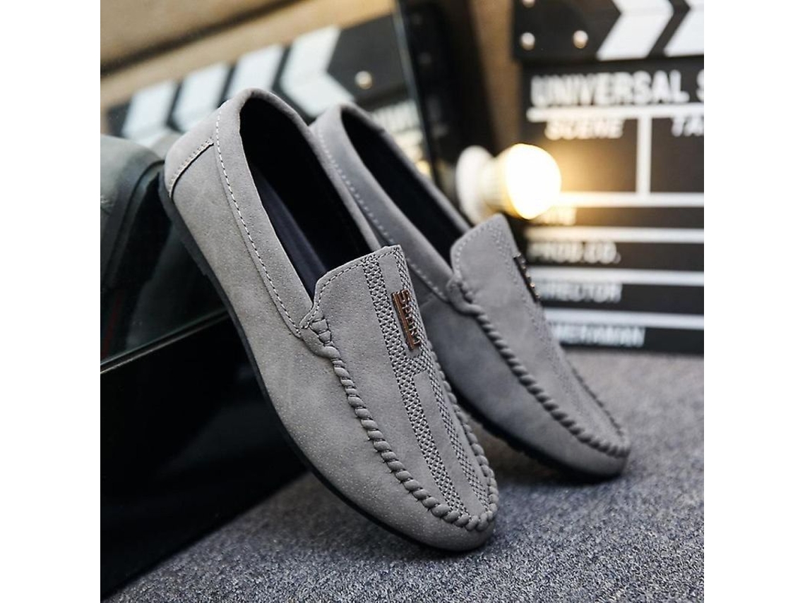 Zapatos Hombre Confortables Slip-on Planos Casuales Suaves De Baja Tacón Respirantes Para Conducir Mocasines Dyn 42 Gris