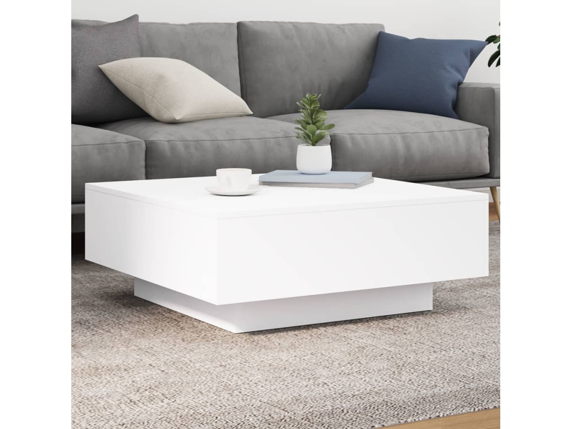 Mesa De Centro Con Luces Led Blanco 80x80x31 Cm