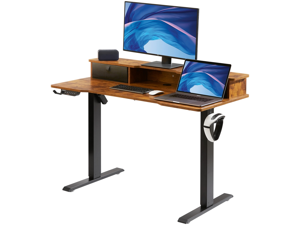 VEVOR Doble Altura Ajustable Escritorio Monitor Riser Estación de Trabajo 47.2 X 23.6 Pulgadas